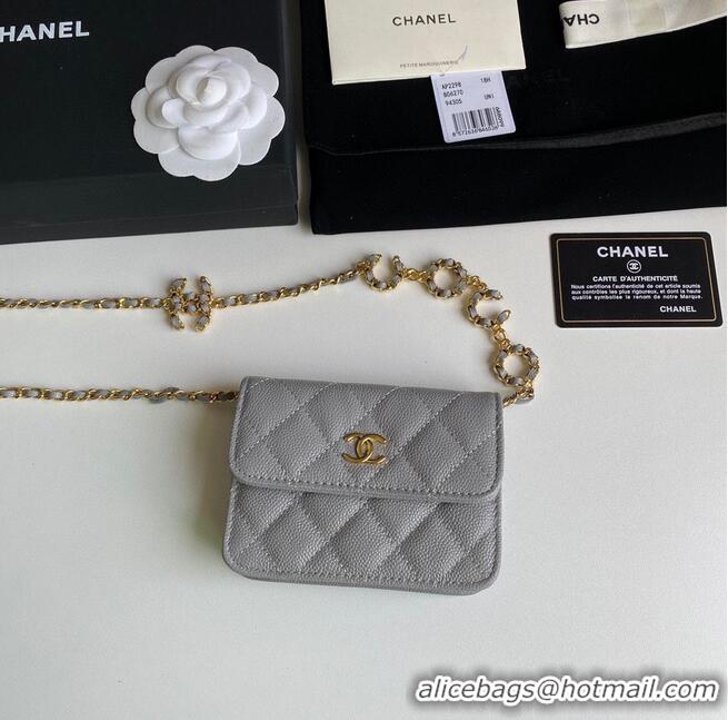 Buy Discount Chanel WOC Belt Bag Original Caviar Leather 2306 Gray