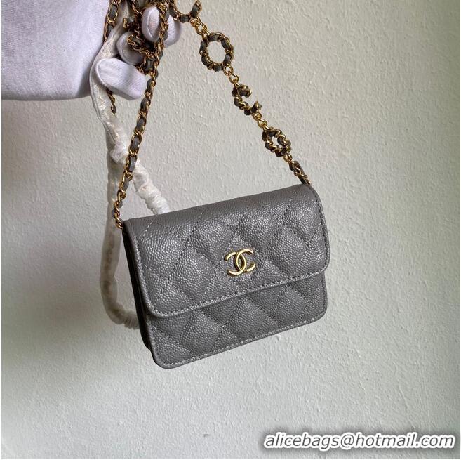 Buy Discount Chanel WOC Belt Bag Original Caviar Leather 2306 Gray