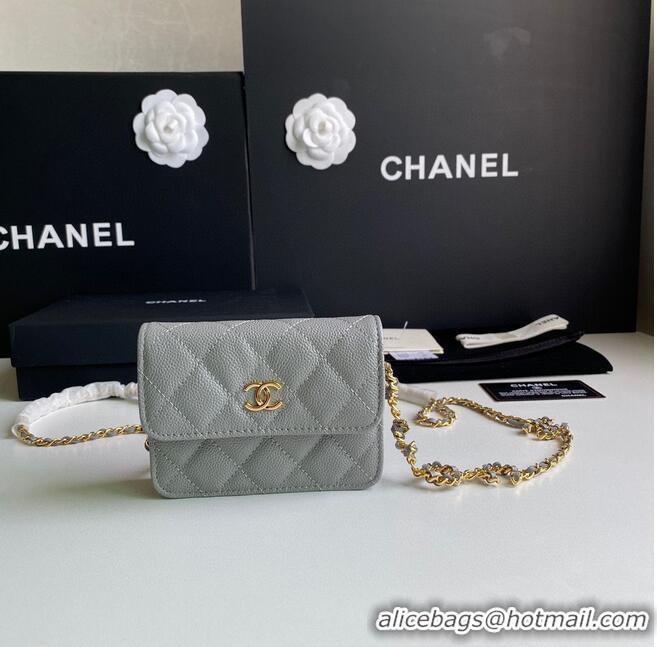 Buy Discount Chanel WOC Belt Bag Original Caviar Leather 2306 Gray