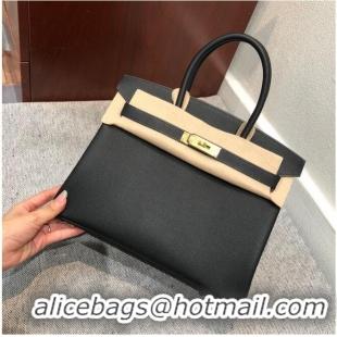 Fashion Discount Hermes Birkin Bag Original Epsom Leather 30CM 17825 Black Gold