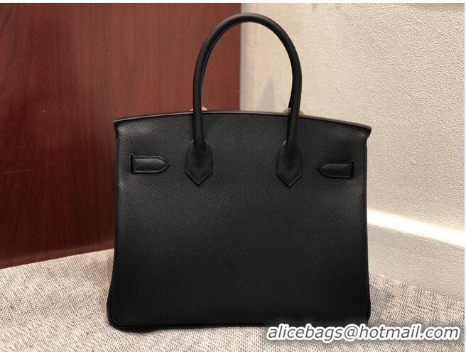 Fashion Discount Hermes Birkin Bag Original Epsom Leather 30CM 17825 Black Gold