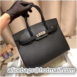 Market Sells Hermes Birkin Bag Original Epsom Leather 30CM 17825 Black Silver