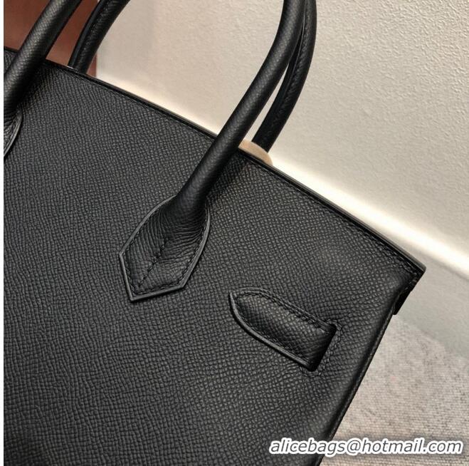 Market Sells Hermes Birkin Bag Original Epsom Leather 30CM 17825 Black Silver