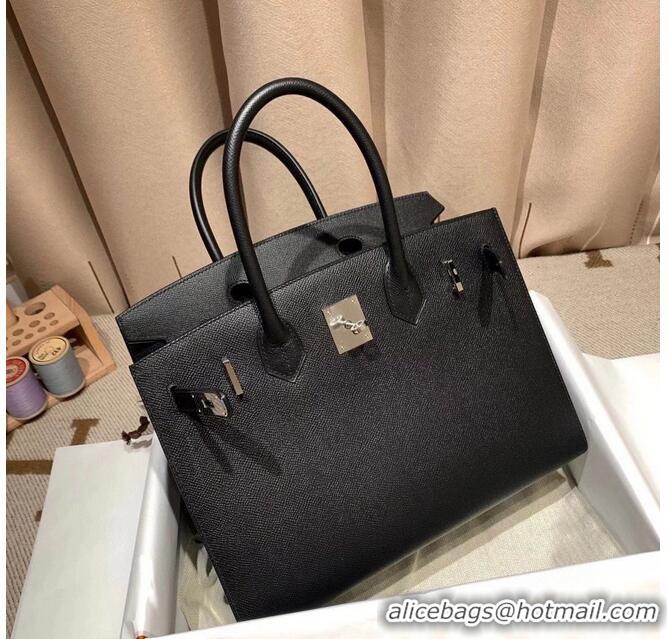 Market Sells Hermes Birkin Bag Original Epsom Leather 30CM 17825 Black Silver