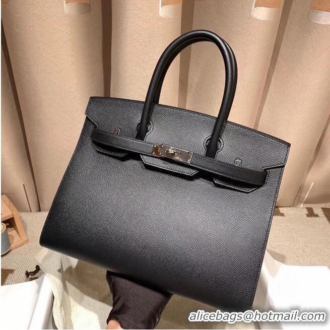 Market Sells Hermes Birkin Bag Original Epsom Leather 30CM 17825 Black Silver