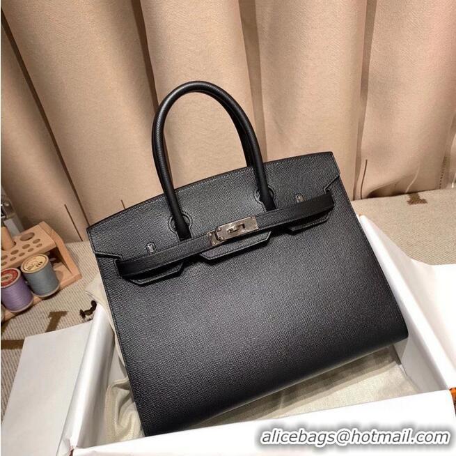 Market Sells Hermes Birkin Bag Original Epsom Leather 30CM 17825 Black Silver