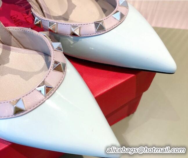 Top Quality Valentino Rockstud Front Strap Patent Leather Pumps 6.5cm 071370 Light Blue 2021