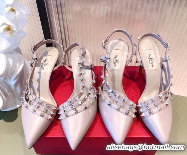 Low Price Valentino Rockstud Side Strap Leather Pumps 6.5cm/8.5cm 071373 Pink 2021