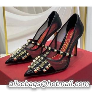 Low Cost Valentino Rockstud Alcove Patent Leather Pumps 9.5cm 071411 Black