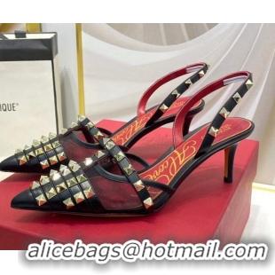 Low Cost Valentino Rockstud Alcove Calfskin Slingback Pumps 6.5cm 071413 Black