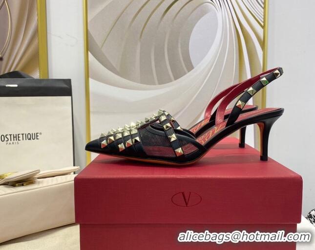 Low Cost Valentino Rockstud Alcove Calfskin Slingback Pumps 6.5cm 071413 Black