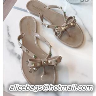 Promotional Valentino PVC Stud Flat Flip-flops 805051 Apricot 2021