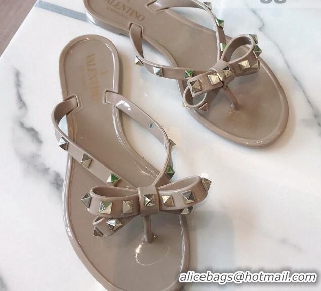 Promotional Valentino PVC Stud Flat Flip-flops 805051 Apricot 2021