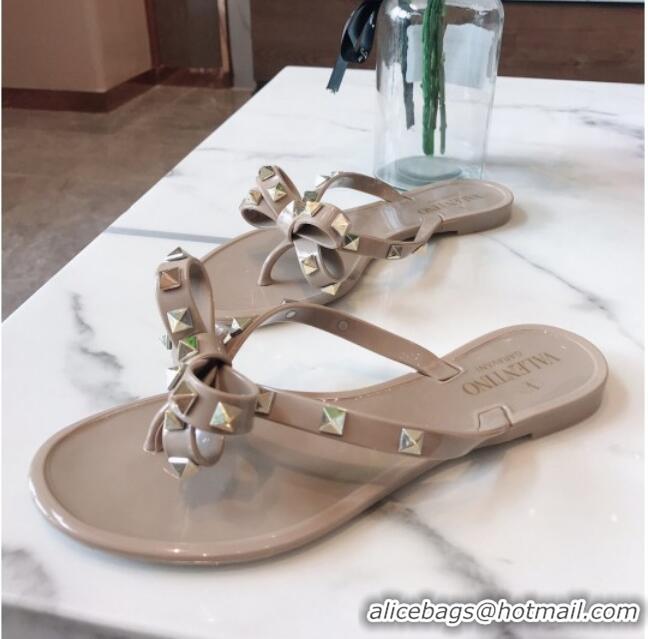 Promotional Valentino PVC Stud Flat Flip-flops 805051 Apricot 2021