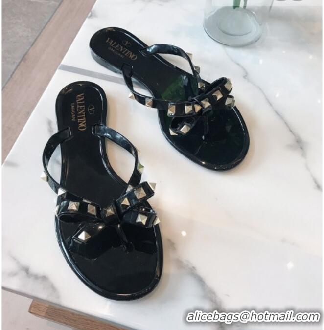 Perfect Valentino PVC Stud Flat Flip-flops 804052 Black 2021