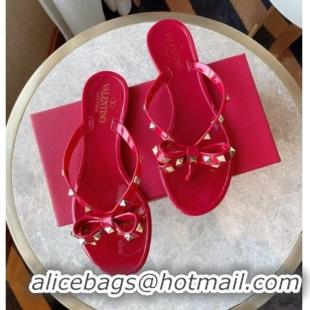 New Style Valentino PVC Stud Flat Flip-flops 804052 Red 2021