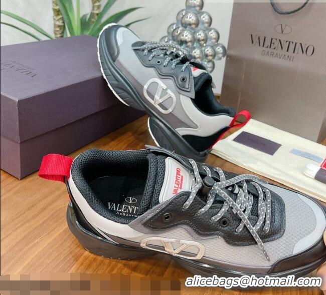 Low Price Valentino VLogo Sneakers in Mesh and Calfskin Patchwork 081140 Grey/Black