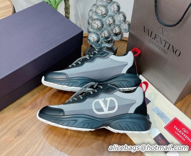 Low Price Valentino VLogo Sneakers in Mesh and Calfskin Patchwork 081140 Grey/Black