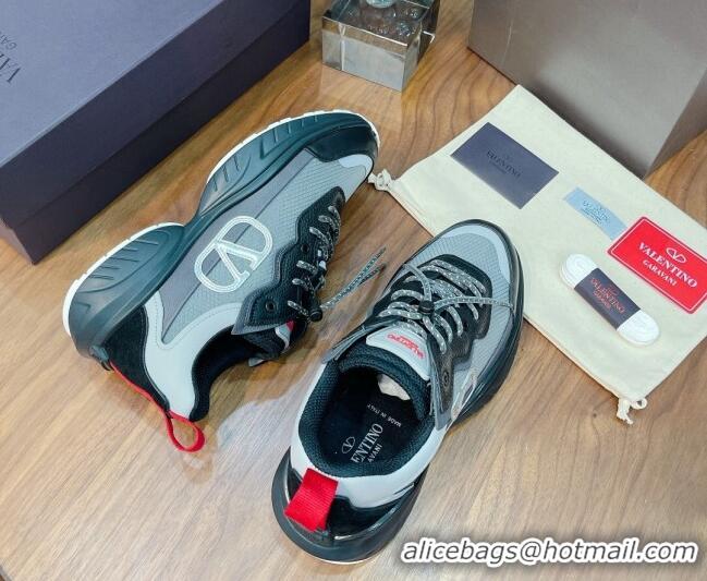 Low Price Valentino VLogo Sneakers in Mesh and Calfskin Patchwork 081140 Grey/Black