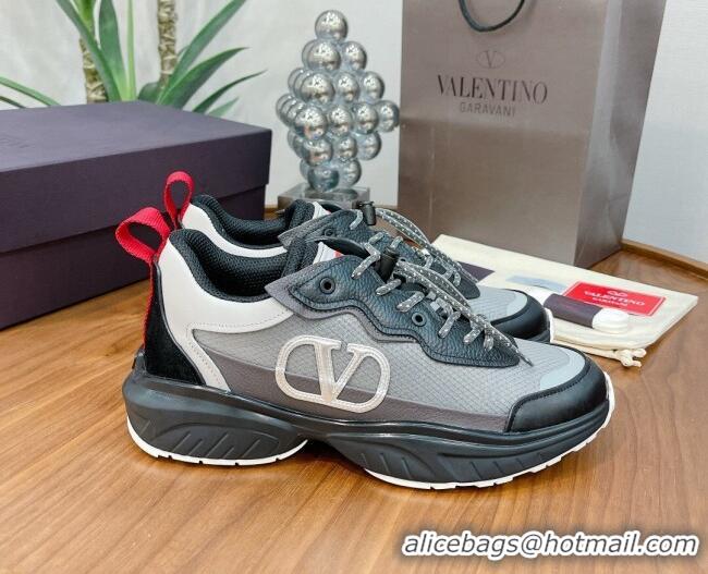 Low Price Valentino VLogo Sneakers in Mesh and Calfskin Patchwork 081140 Grey/Black