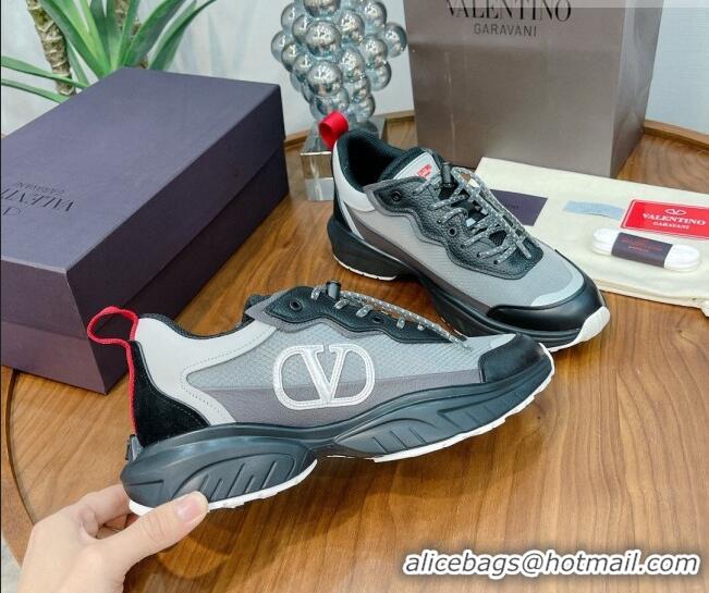 Low Price Valentino VLogo Sneakers in Mesh and Calfskin Patchwork 081140 Grey/Black