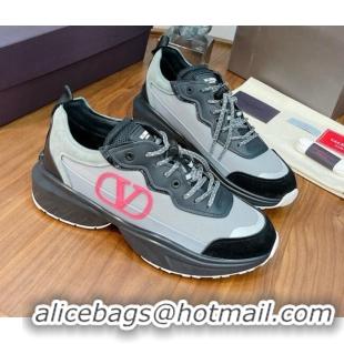 Good Product Valentino VLogo Sneakers in Mesh and Calfskin Patchwork 081140 Grey