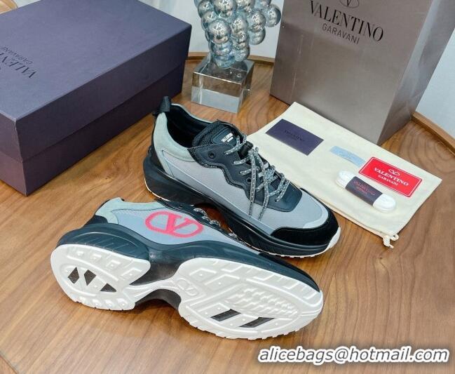 Good Product Valentino VLogo Sneakers in Mesh and Calfskin Patchwork 081140 Grey