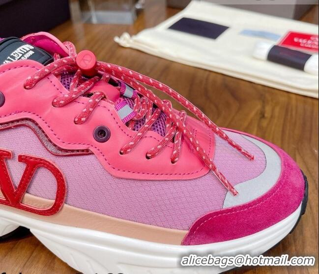 Best Price Valentino VLogo Sneakers in Mesh and Calfskin Patchwork 081140 Pink/Red