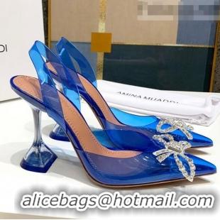 Top Quality Amina Muaddi PVC Bow Sandals 10cm AM0608 Blue 2021