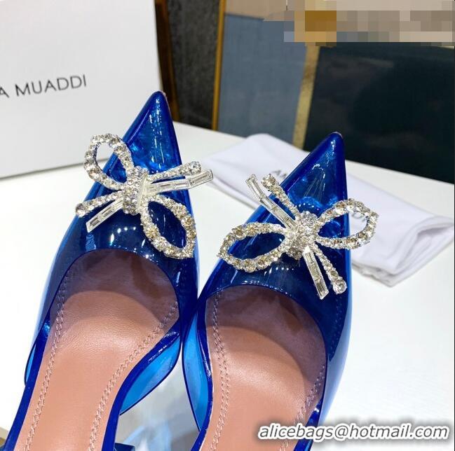 Top Quality Amina Muaddi PVC Bow Sandals 10cm AM0608 Blue 2021