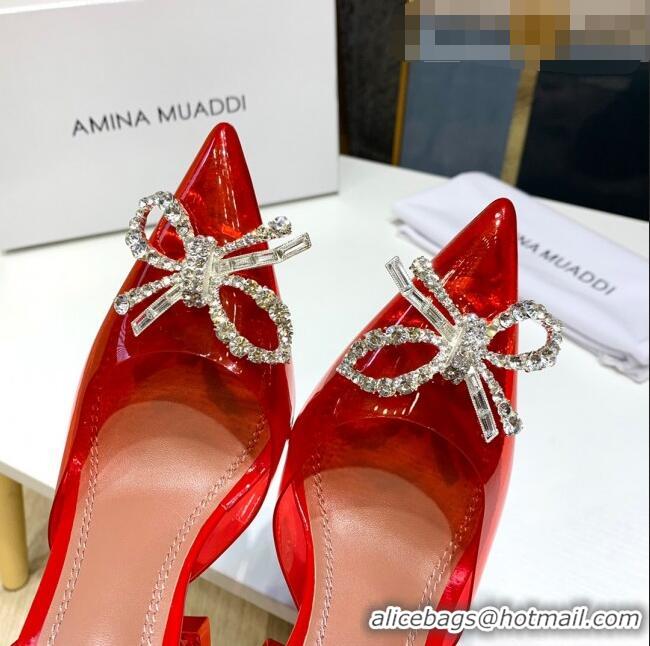 Buy Inexpensive Amina Muaddi PVC Bow Sandals 10cm AM0637 Red 2021