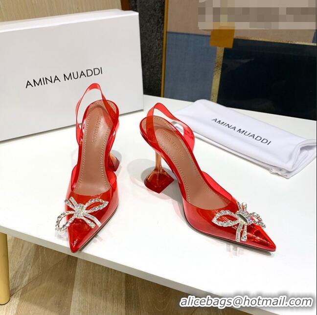 Buy Inexpensive Amina Muaddi PVC Bow Sandals 10cm AM0637 Red 2021