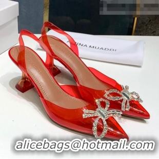 Well Crafted Amina Muaddi PVC Bow Sandals 7cm AM0638 Red 2021