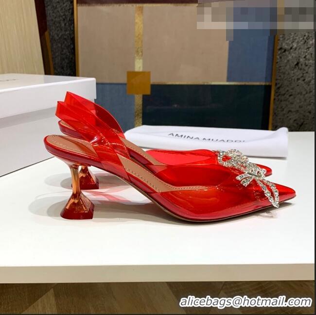 Well Crafted Amina Muaddi PVC Bow Sandals 7cm AM0638 Red 2021