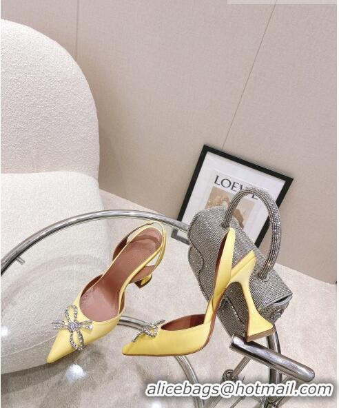 Promotional Amina Muaddi Silk Slingback Pumps with Crystal Bow AM0805 Yellow 2021