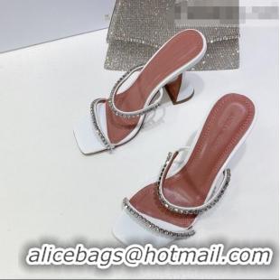 Cheapest Amina Muaddi Patent Leather Crystal Sandals 9.5cm AM0811 White 2021