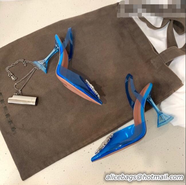 Unique Style Amina Muaddi PVC Slingback Pumps 10cm AM0816 Blue 2021