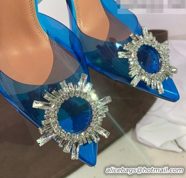 Unique Style Amina Muaddi PVC Slingback Pumps 10cm AM0816 Blue 2021