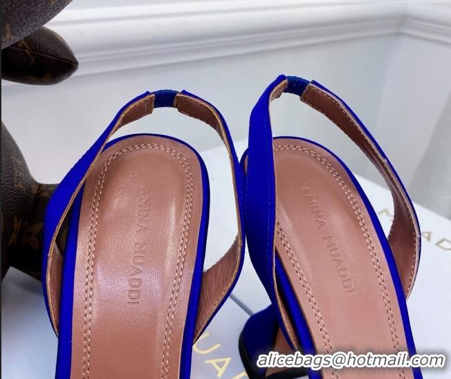 Good Looking Amina Muaddi Silk Crystal Circle Slingback Pumps 6.5cm AM1001 Blue 2021