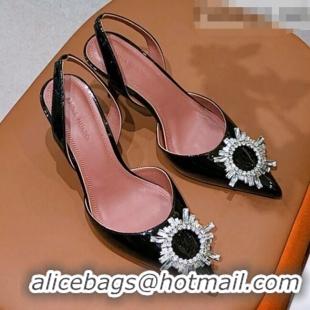 Shop Perfect Amina Muaddi TPU Crystal Circle Slingback Pumps 6.5cm AM1007 Black 2021