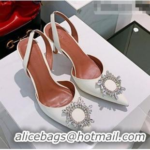 Well Crafted Amina Muaddi TPU Crystal Circle Slingback Pumps 6.5cm AM1007 White 2021