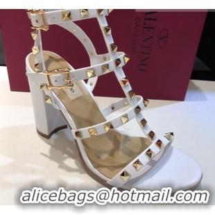 Best Product Valentino Rockstud Calfskin Ankle Strap Sandals 9.5cm 082056 White