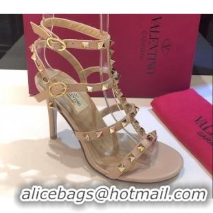 Pretty Style Valentino Rockstud Calfskin Ankle Strap Sandals 9.5cm 082066 Nude