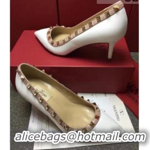 Best Grade Valentino Rockstud Matte Lambskin Pumps 6.5cm 082071 White