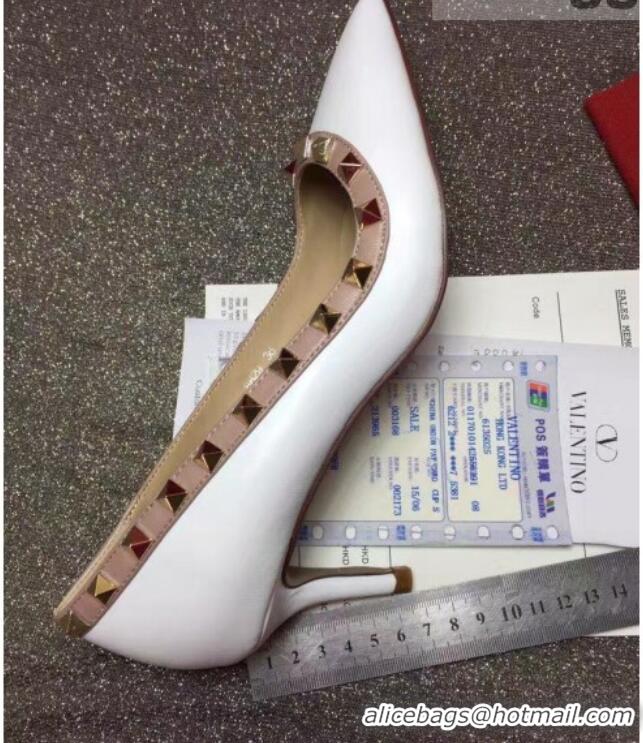 Best Grade Valentino Rockstud Matte Lambskin Pumps 6.5cm 082071 White