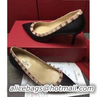 Good Quality Valentino Rockstud Matte Lambskin Pumps 6.5cm 082071 Black