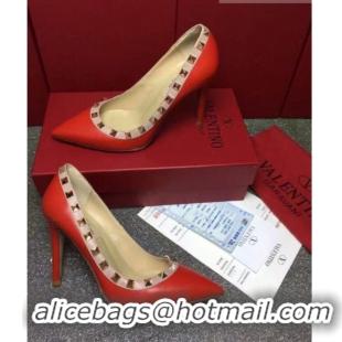 Top Grade Valentino Rockstud Matte Lambskin Pumps 9.5cm 082080 Red