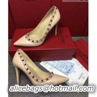 Charming Valentino Rockstud Matte Lambskin Pumps 9.5cm 082080 Nude