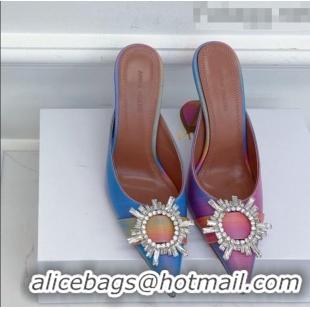 Custom Amina Muaddi Iridescent Calfskin Crystal Circle Mules 9.5cm AM1009 Multicolor 2021