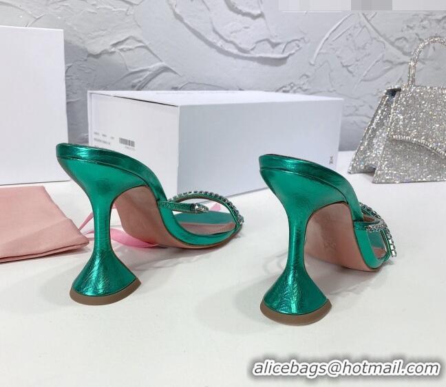 Market Sells Amina Muaddi Glazed Crystal Sandals 9.5cm AM1028 Green 2021